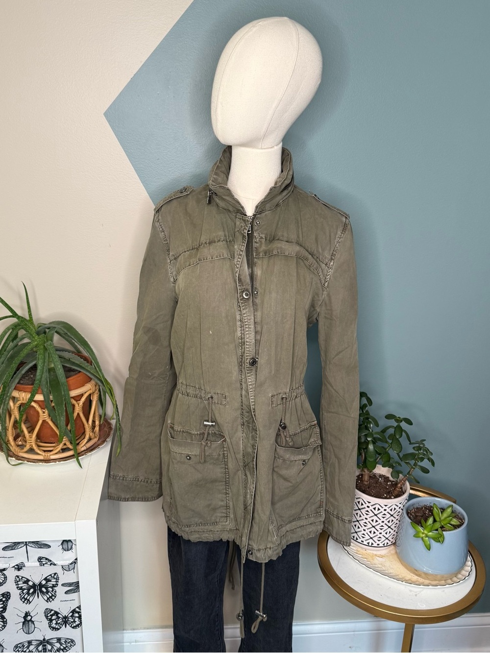 Levi’s Olive Military Utility Field Jacket Hooded Gorpcore Anorak Cargo Medium - Picture 2 of 14